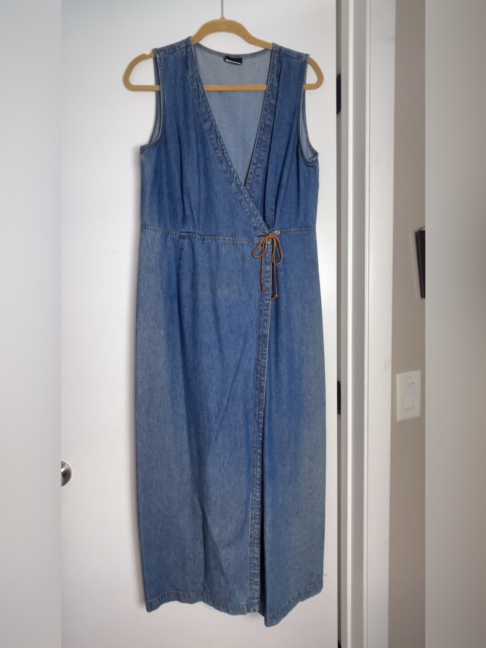Studio Blue Sleeveless Denim Wrap Maxi Dress